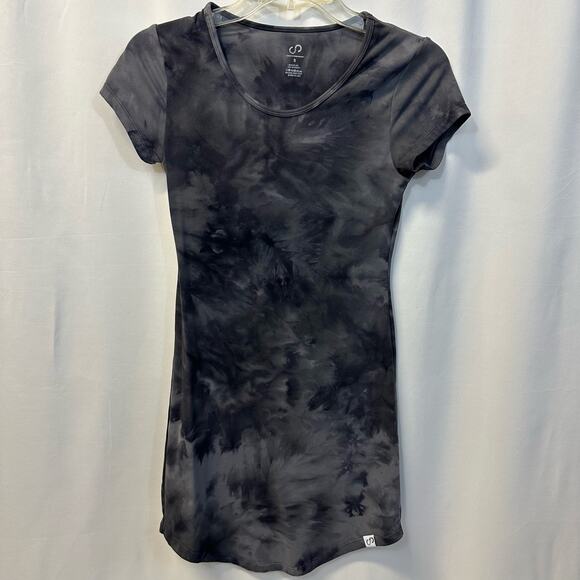 Curves N Combatboots CNC Gray Tie Dye Short Sleeve Crew Neck Mini Dress Small - Picture 1 of 5
